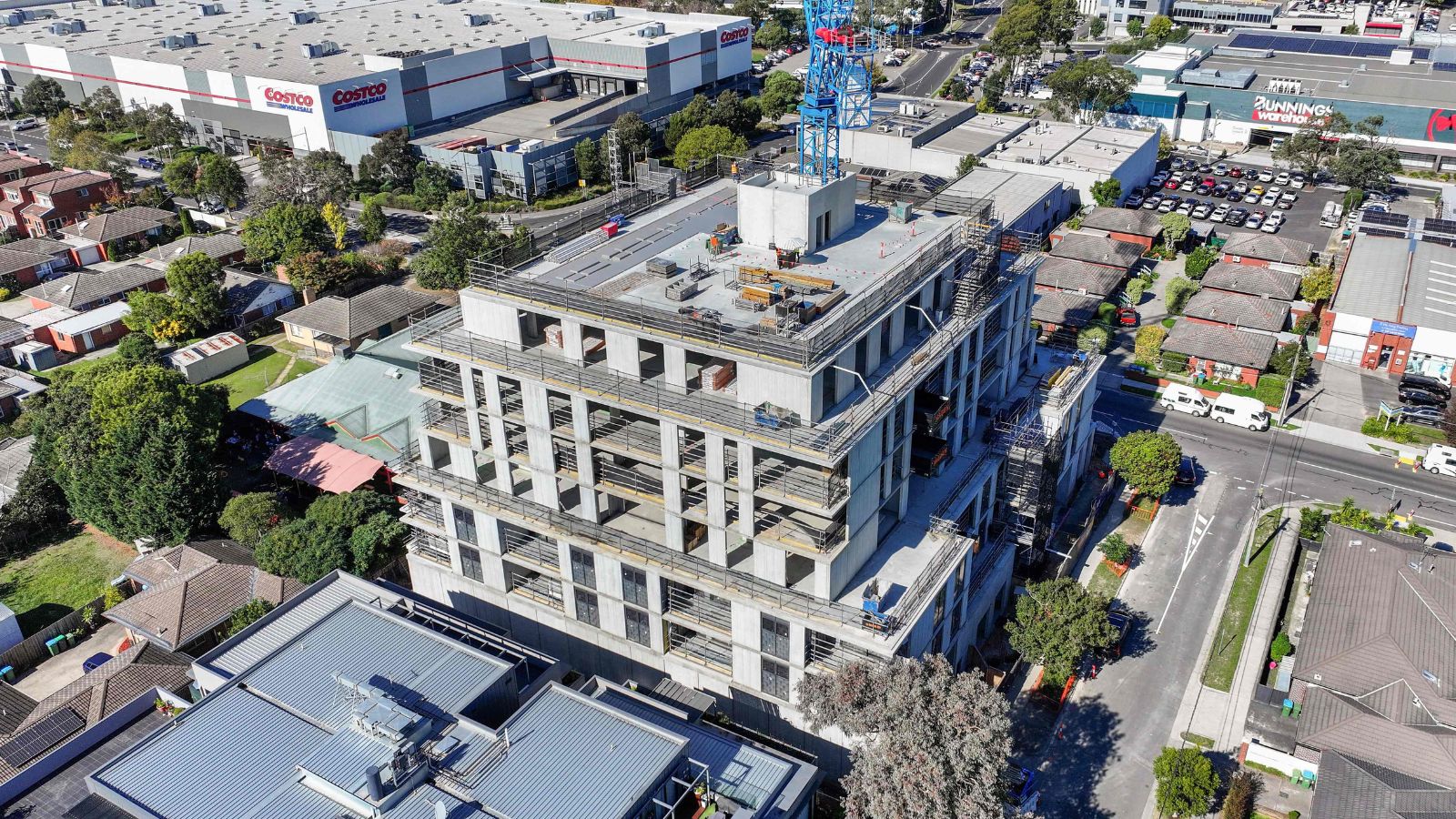 Aerial shot of retirement apartments in ringwood still under construction